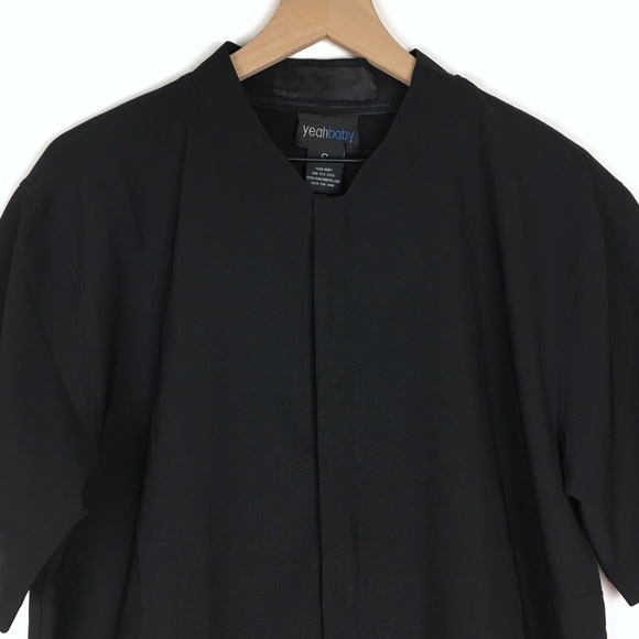 YEAH BABY Stefano Luxury Spa Uniform Scrub Top Solid Black Zip Up Size Small NWT - Picture 2 of 15